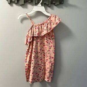 Cute 6-Year-Old Girl’s One-Shoulder Dress with Cherry Print -Perfect for Summer!